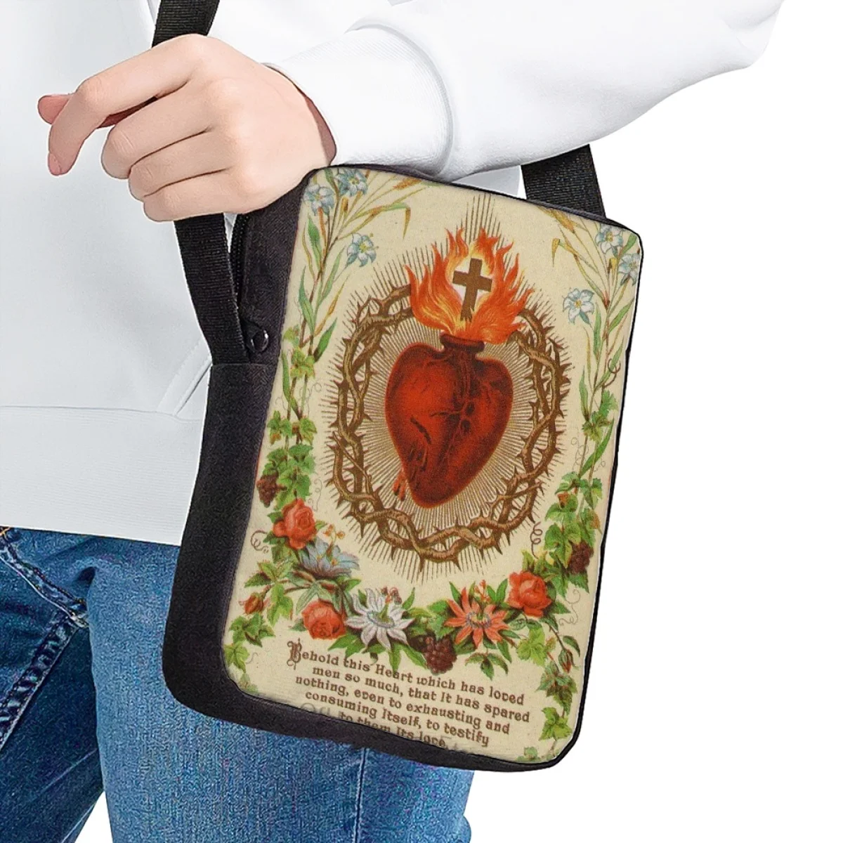 Love of God Love Print Crossbody Bags for Women Christian Church Shoulder Bag Fashion New Adjustable Small Messenger Bible Bag