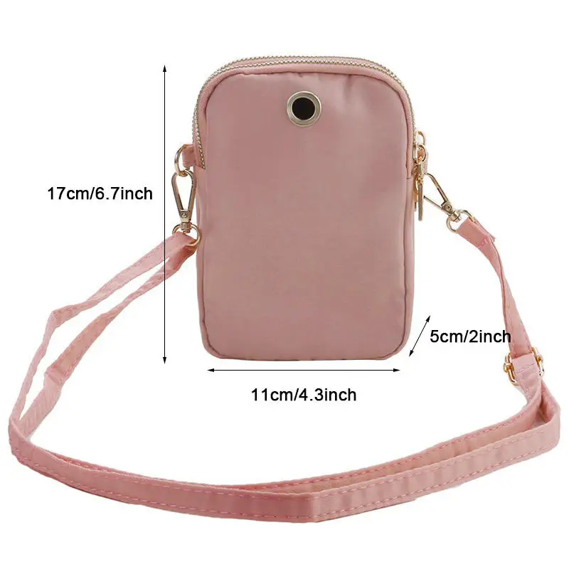 Minimalist Vertical Crossbody Phone Bag for Women Men Lightweight Nylon Shoulder Purse with Zipper Compact Coin Holder Sling view 5