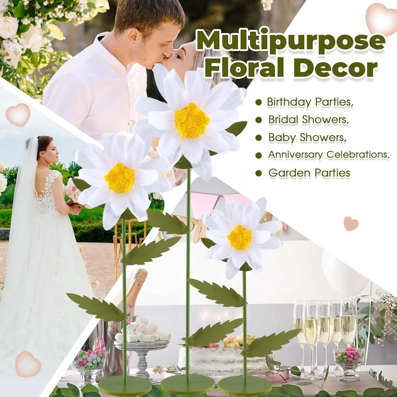 3 قطعة زهور الأقحوان العملاقة للزينة الزفاف أرضية كبيرة واقفة بالحجم الطبيعي زهرة الحرير حفلة مأدبة خلفية ديكور المنزل #5