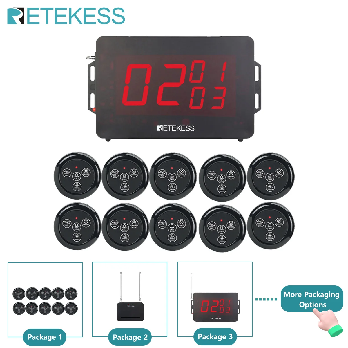 Retekess TD136 Restaurant Pager Hookah Wireless Calling System Host Broadcast Receiver TD032 Call Buttons For Cafe Bar Club