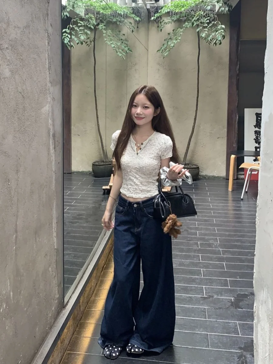 Camiseta Texturizada Plegada para Mujer, Corte Ajustado, Verano, Nueva, Estilo Informal, Talla Única