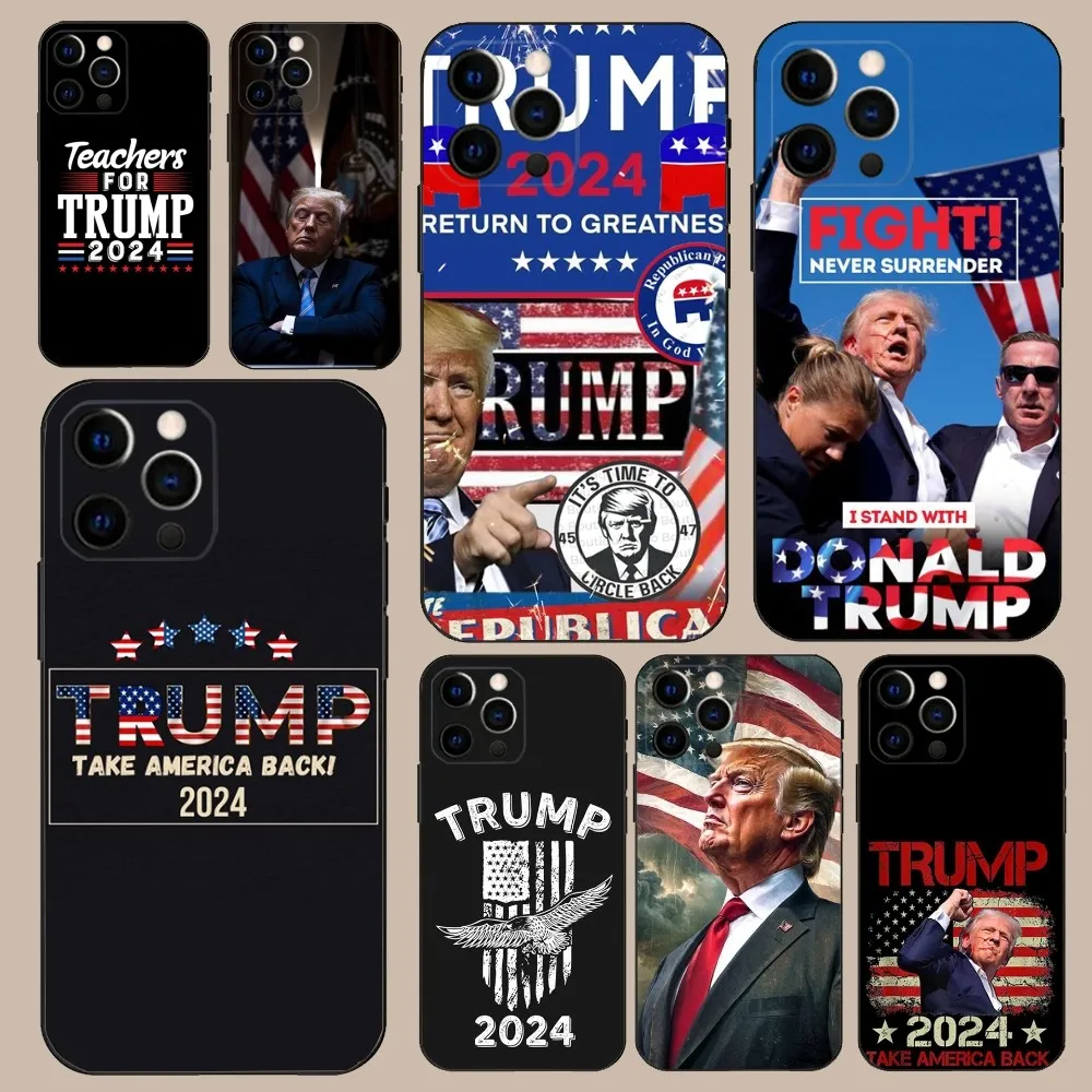 

Trump 2024 Phone Case For iPhone 16,15,14,13,12,11,Pro,X,XS,Max,XR,Plus,Mini Soft Black Cover