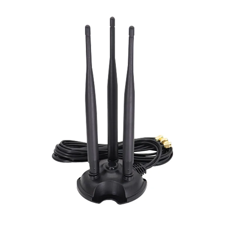 2.4G 5G 5.8G dual band strong magnetic base three antenna omnidirectional high gain wireless network card WIFI router antenna