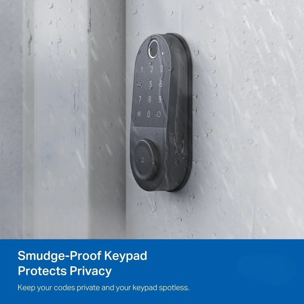 عرض ساخن. قفل الباب الذكي TP-Link، ديدبولت، دخول بدون مفتاح، التعرف على بصمات الأصابع، لوحة مفاتيح تعمل باللمس ومراقبة داخل التطبيق - الأفضل #3