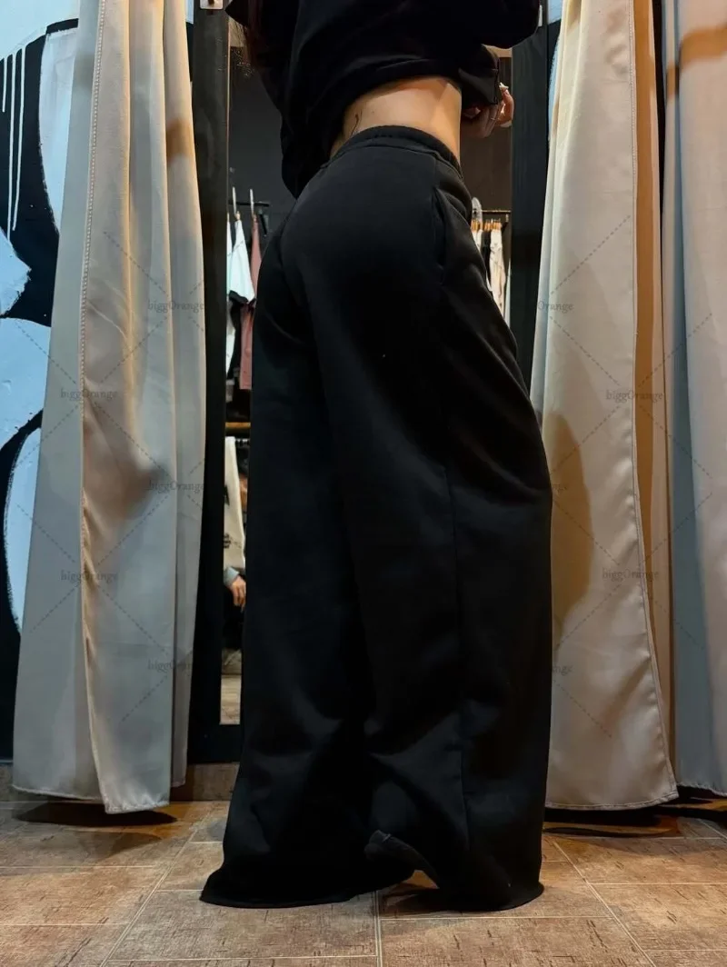 Y2K سراويل رياضية أوروبية وأمريكية مطبوعة بأحرف كلاسيكية للرجال والنساء أزياء شارع هاراجوكو فضفاضة مباشرة من خلال السراويل #4