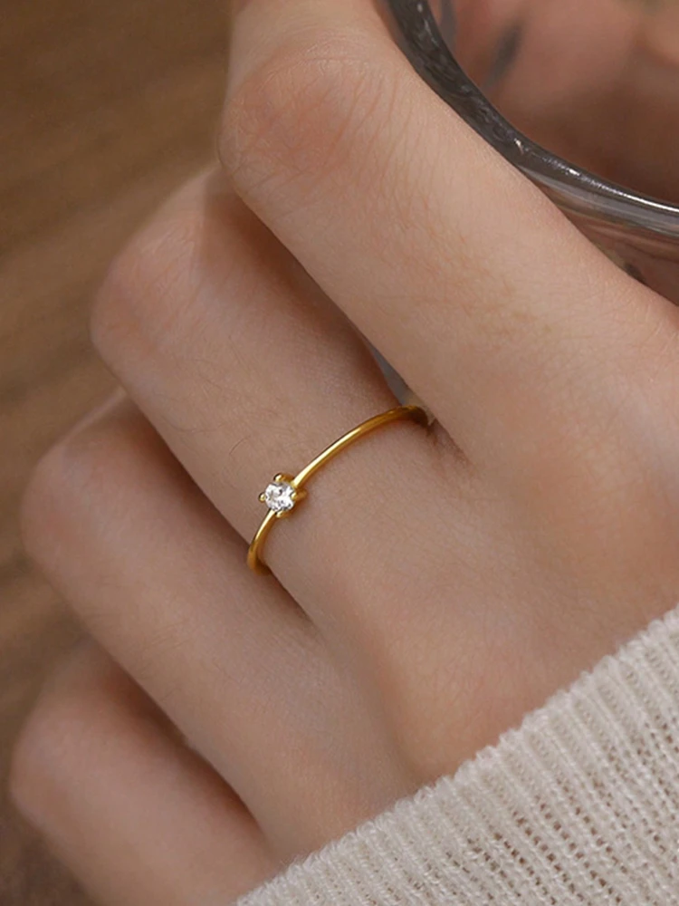 Schlichter, personalisierter runder Ring aus 925er-Sterlingsilber für Damen, Verlobung, Hochzeit, luxuriöser, hochwertiger edler Schmuck ﻿ – Detail 4