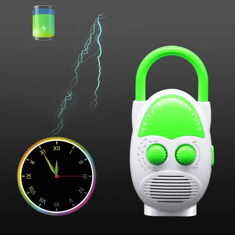 راديو دش صغير محمول للحمام ، صباحا ، FM ، مكبر صوت مقاوم للماء ، بطاقة إدخال حجم قابل للتعديل ، ساخن