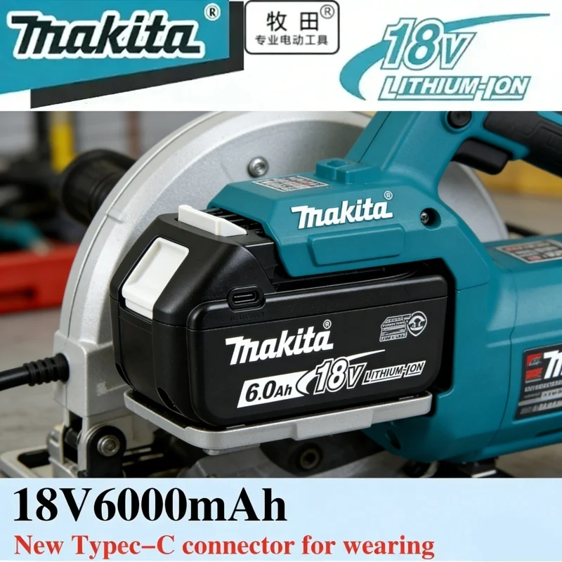 

100% оригинальный литиевый аккумулятор Makita 6Ач, совместимый с 18В батареями, быстрая зарядка USB-C, замена для BL1830B BL1850B BL1850 BL1860 BL1815