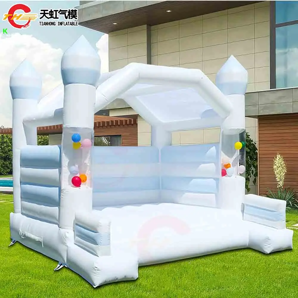 4x4m 흰색 풍선 웨딩 바운스 하우스 (지붕 포함) 신규 디자인 풍선 에어 바운서 성, 송풍기 포함 판매