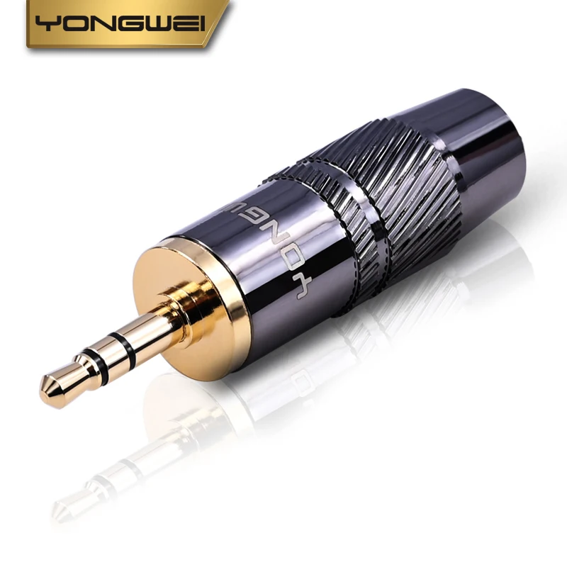 YONGWEI Pure copper 3.5mm TRS audio plug, suitable for notebook, computer 3.5mm, headphone 3-pole AUX car DIY welding plug