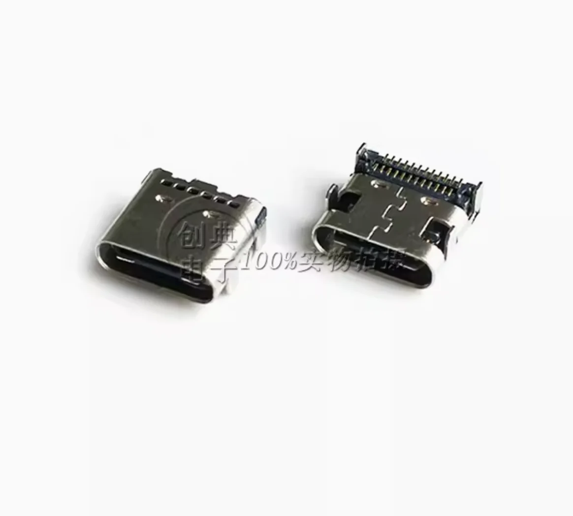 50pcs   USB3.1C interface 24Pin female seat C-type board with double row SMT six hole column L=7.9 USB socket connector