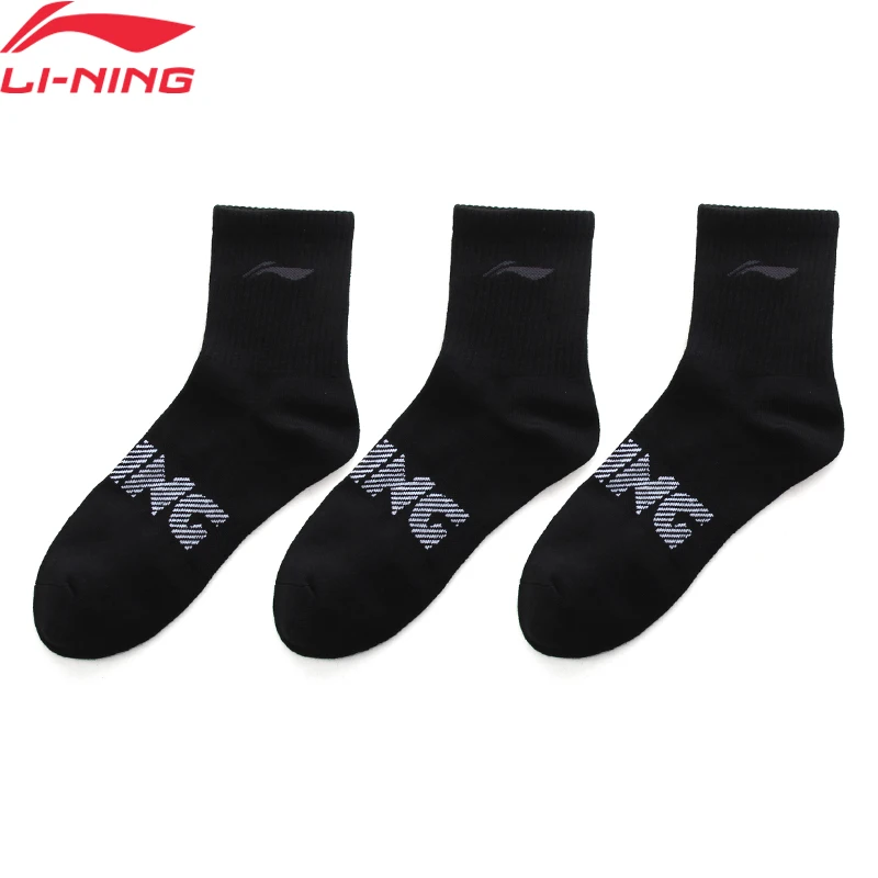 Li-Ning Unisex Men Women 3Pairs Sports Socks 24-26cm AT._BACTERIA LiNing Letters Comfortable Breathable Sport Sock AWST209