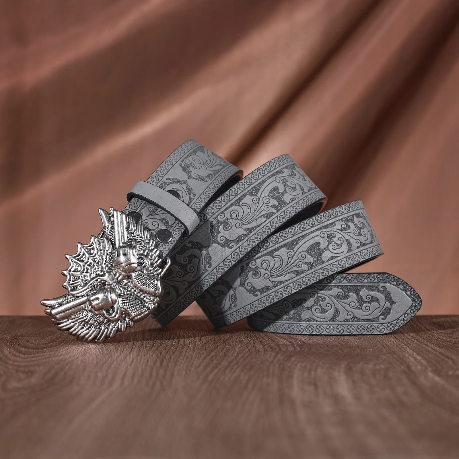 dragon-head-embossed-pattern-leather-pu-belt-symmetrical-scroll-embossing-layout-textured-alloy-buckle-housing-well-finished