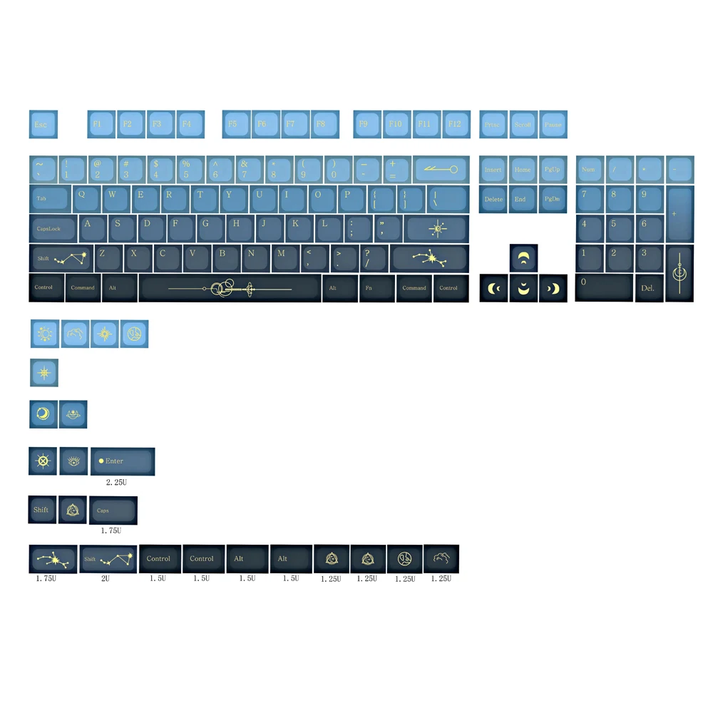 Teclado JWA Ultra-Slim MX PBT, Low Profile Keycap, Montanhas Gradiente de Estrelas, 61, 64, 75, 87, 96