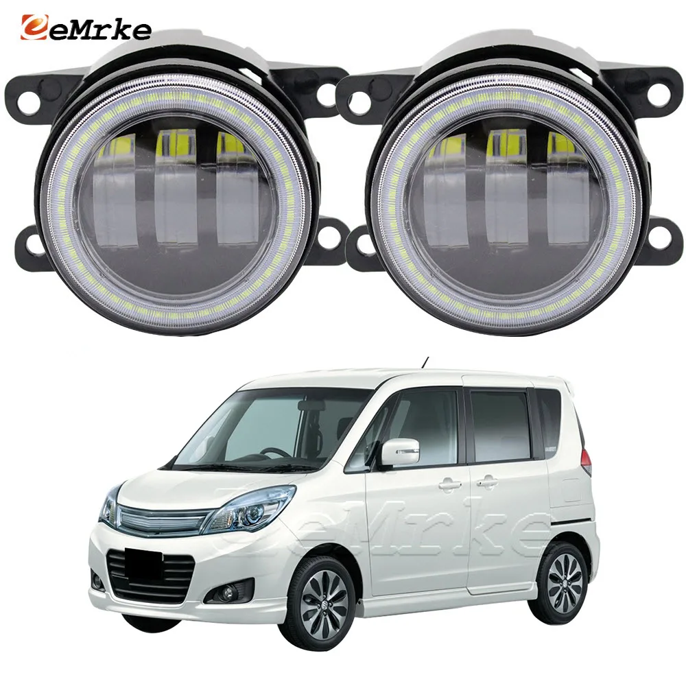 

Светодиодный ная лампа DRL Angel Eye для Suzuki Solio, белая и черная/Bandit MA15S 2013 2014 2015, противотуманные фары в сборе, передняя фара