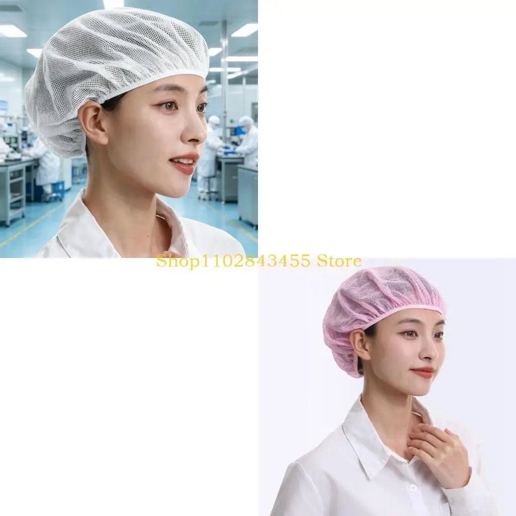 49MC Breathable Hair Cover Cap for Cleaning Kitchen and Warehouse Work, Brimless Mesh Form with Elastic Edge for Daily Use