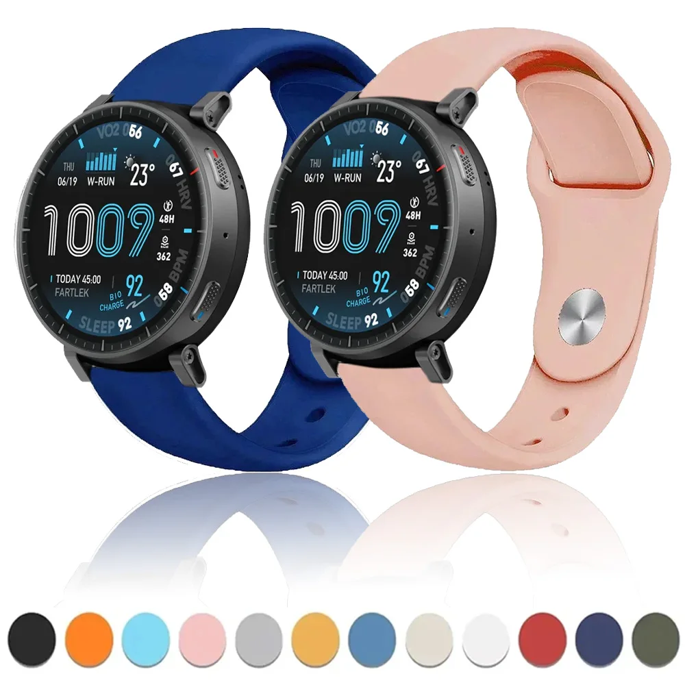 22mm 20mm Sports Silicone Strap for Amazfit Active Max T-Rex3 Pro 48mm 44mm Balance 3 2 Bip Max 6 5 Bracelet Amazfit Active 3 2