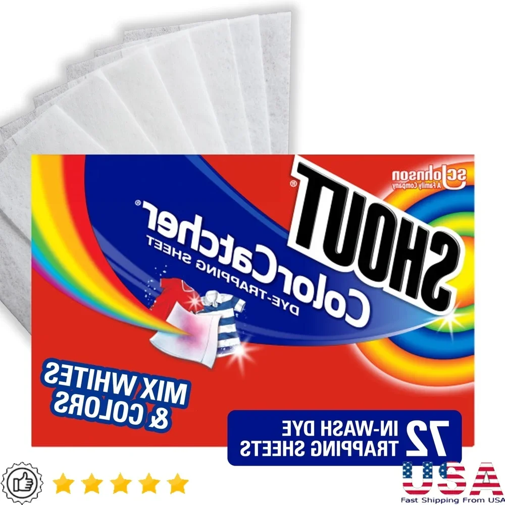 Hojas receptoras de colores de tinte de tela, 72 unidades, evitan el sangrado del color, seguro para todas las temperaturas, lavanas mixtas