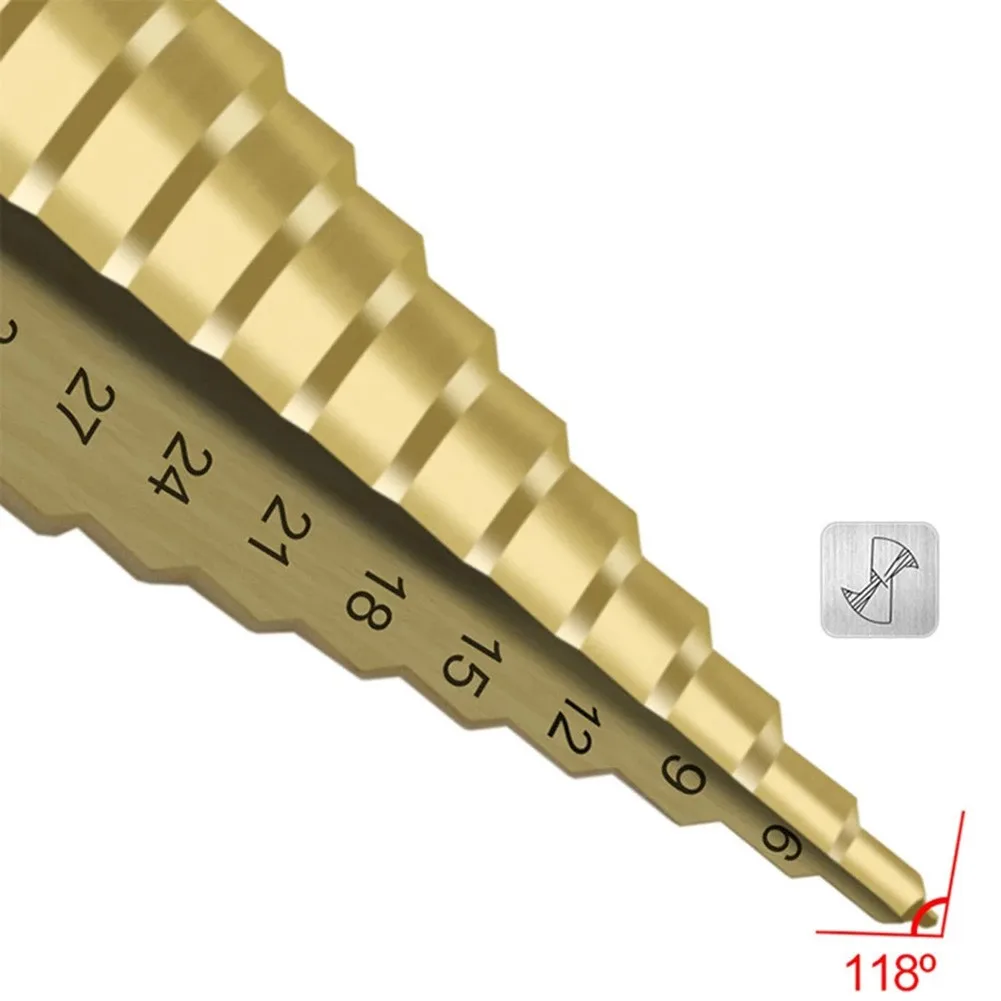 Imagem -05 - Titânio Revestido Passo Broca Sulco Reto 14 Passo Brocas Madeira Metal Hole Cutter Ferramentas de Perfuração de Núcleo Hss 442 mm
