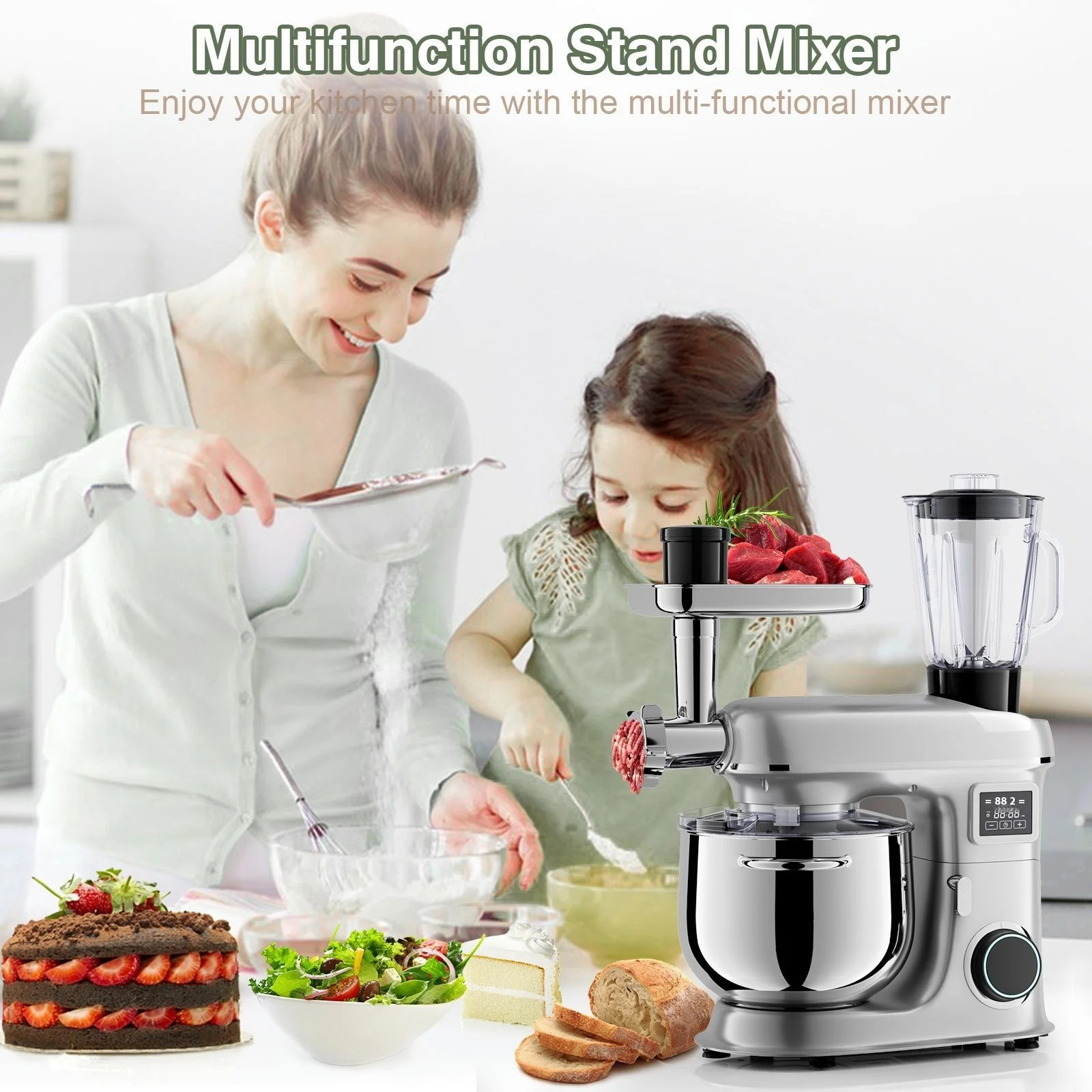 5 In 1 Multifunctional Desktop Mixer 8L Household Stand Mixer Chef Machine