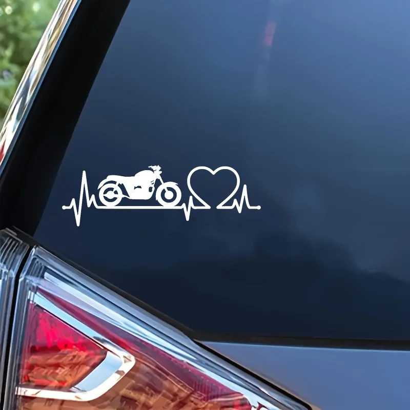 1Pc Motorcycle Heartbeat Waterproof Durable Vinyl Sticker Decal For Car Body Motorcycle Vehicle Exterior Decor