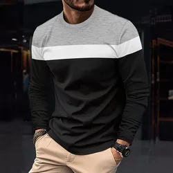 Men's Casual Round Neck T-shirt Breathable, Comfortable, and Fashionable Long Sleeved T-shirt trend versatile casual tops