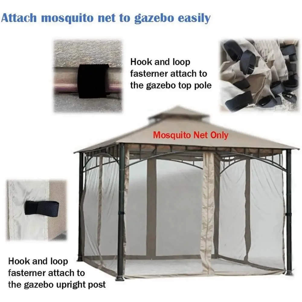 12x12 Replacement Mosquito Net for Gazebo with 4 Panels, No Side Walls Included