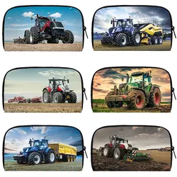 Farm Tractor Print Coin Bag Cute Purse Travel Girls Excavator Tractor Pattern Credit Card Earphone Money Holder Bag Mini Wallet