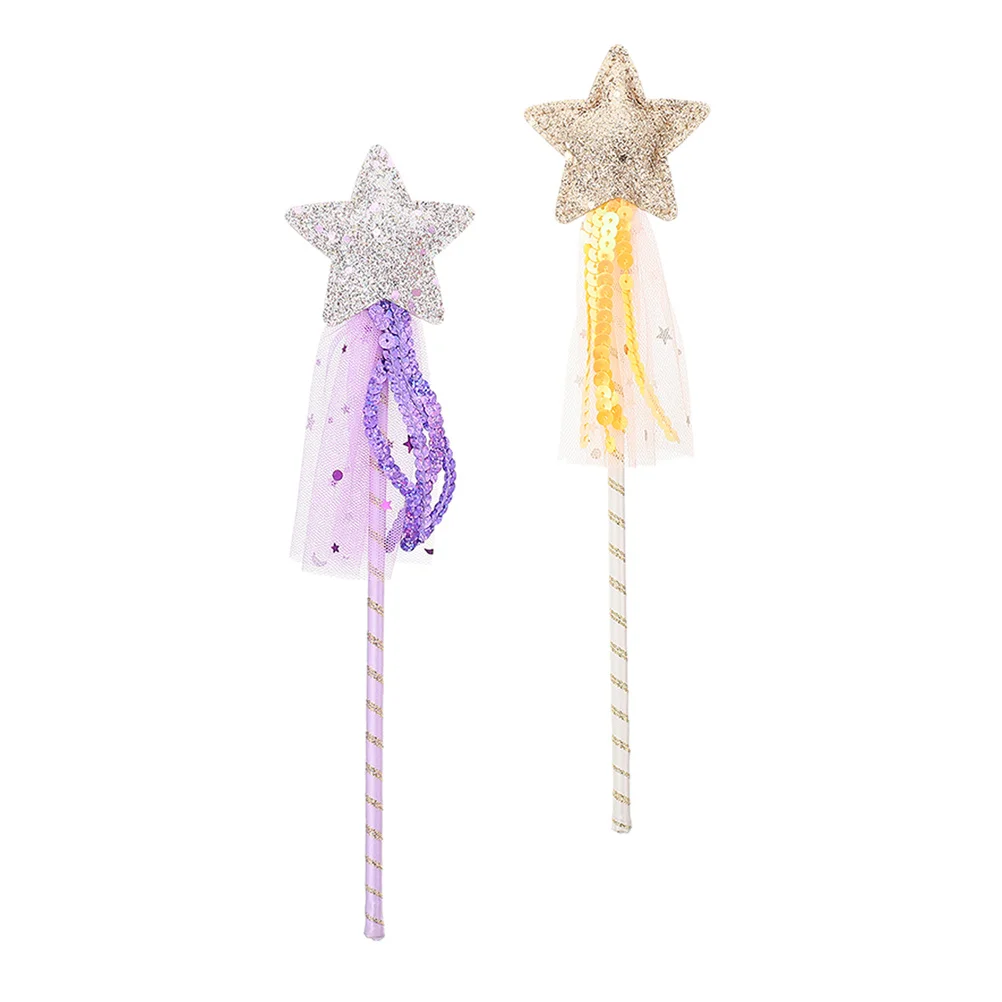 2Pcs Star Topper Fairy Wands Comfortable Lightweight Sticks Perfect for Kids Party Dress Up Cosplay Performance