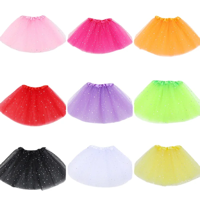 Girls Tulle Star Short Tutu Skirt Children Fancy Ballet Dancewear Party Costume Ball Gown Mini Skirt 3 Layers Toddler Pettiskirt