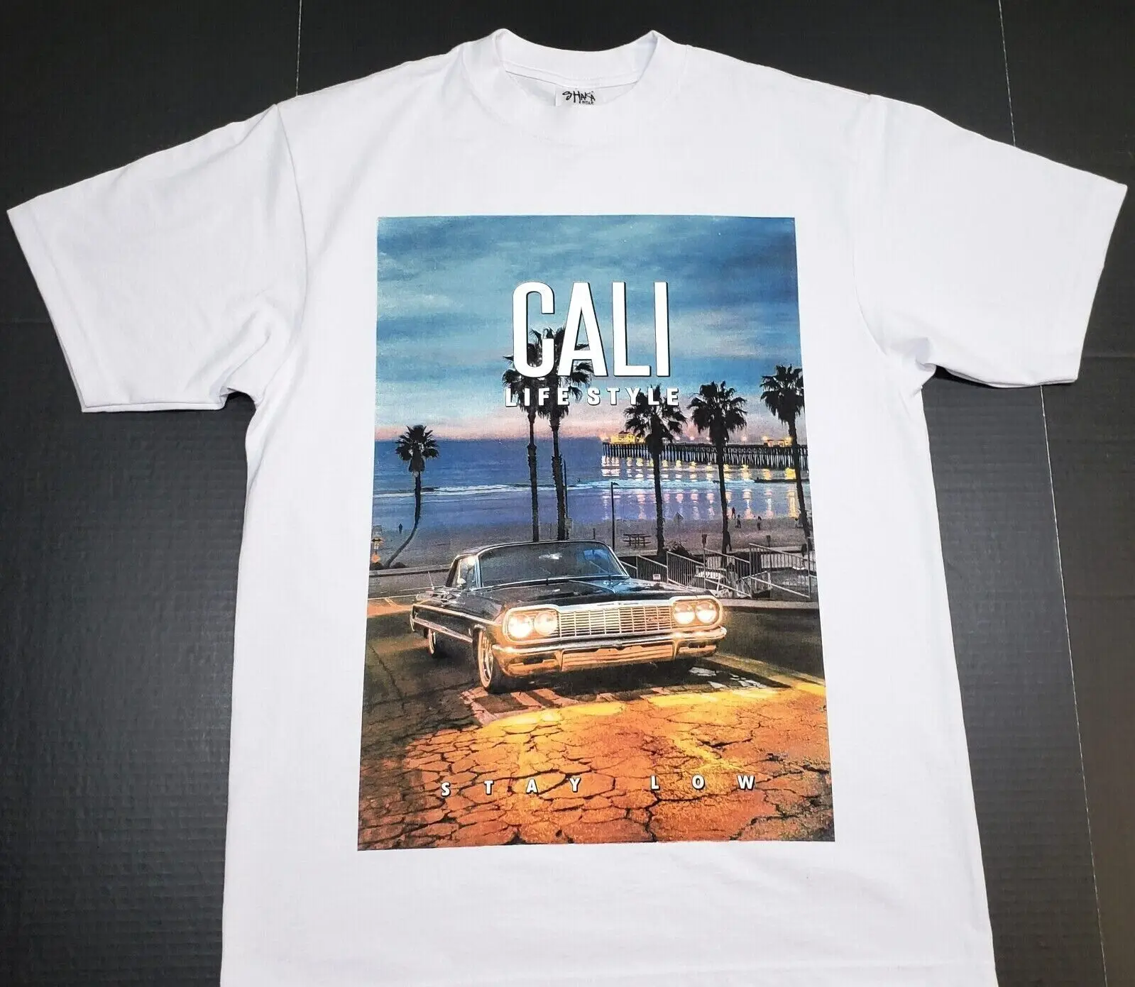 CALIFORNIA LOWRIDER T-shirt Cali Low Rider Urban Streetwear Men's Tee White New