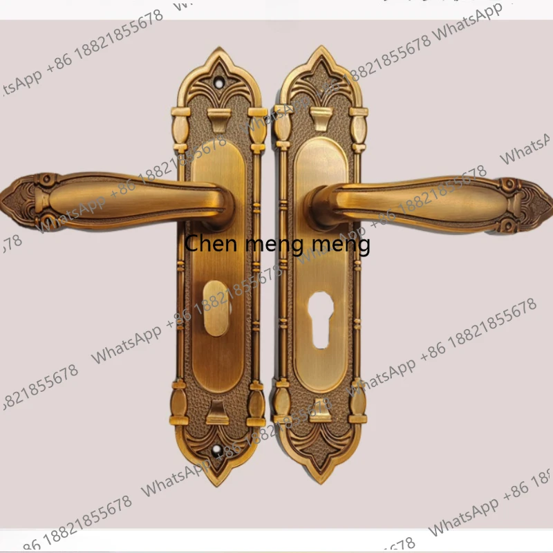 European Style Single Tongue Door Lock, Silent Room Door Lock, Antique Bronze Lock, Wooden Door Handle Lock
