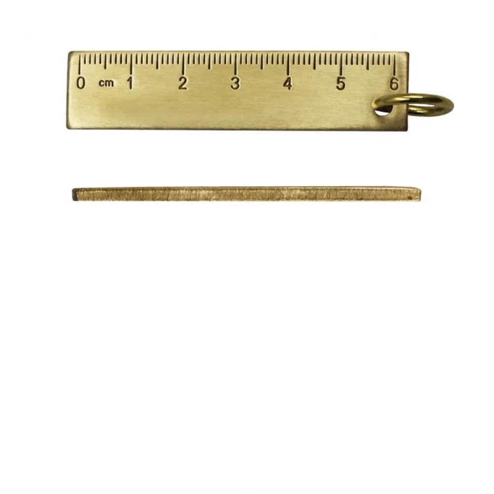 Vintage Thickened Brass Scale Ruler Precision Pocket Tool Measuring Device Keychain Hanging Decoration Office Craft Gift