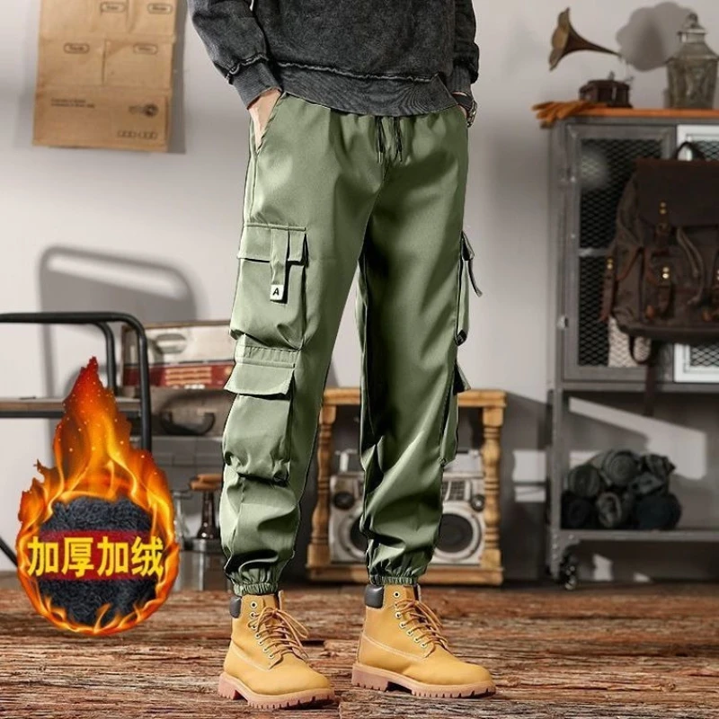 Men's Thick Casual Trousers for Winter High-Quality Warm Trousers Cargo Pants for Men American-style Slim-fit Athletic Pants New