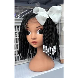 Popular 5inch /8inch Sengel Twist Crochet Hair Ponytails with Big Size Transparent Beads Braided Elastic Band  Kids Beads