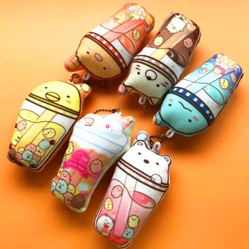 10cm Kawaii Anime Sumikko Gurashi Plushies Doll Ice Cream Milk Tea Pendants Soft Stuffed Plush Keychains Toys Gifts for Kids