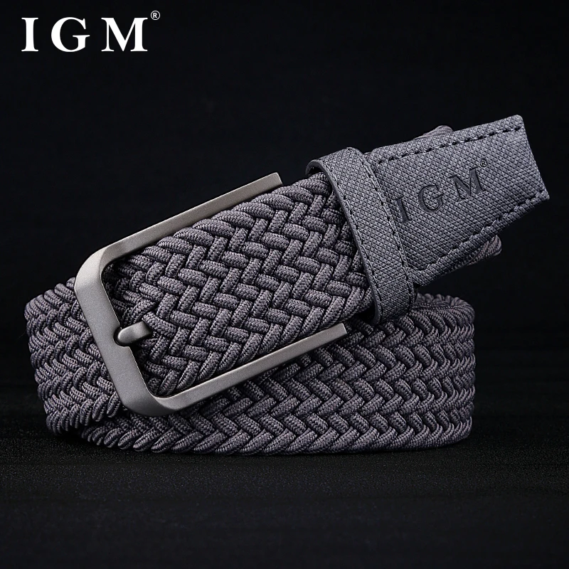 Men\'s metal pin buckle casual fashion high quality elastic jeans canvas stretch woven belt