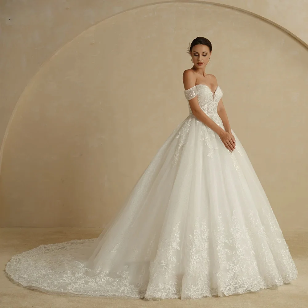 Luxury A Line Bridal Gowns 2024 Boat neck Sleeveless Lace Wedding Dress Backless Customized High Quality Princess Bride Dresses