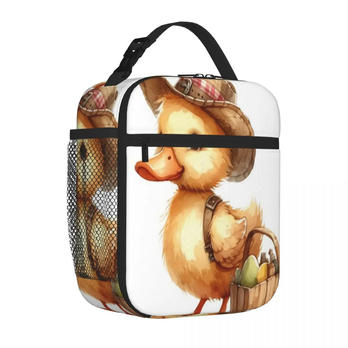 Bestselling Cute Baby Duckling Whimsical Illustration With Basket Modern Lunch Bag Workday Snack School Lunch Bag