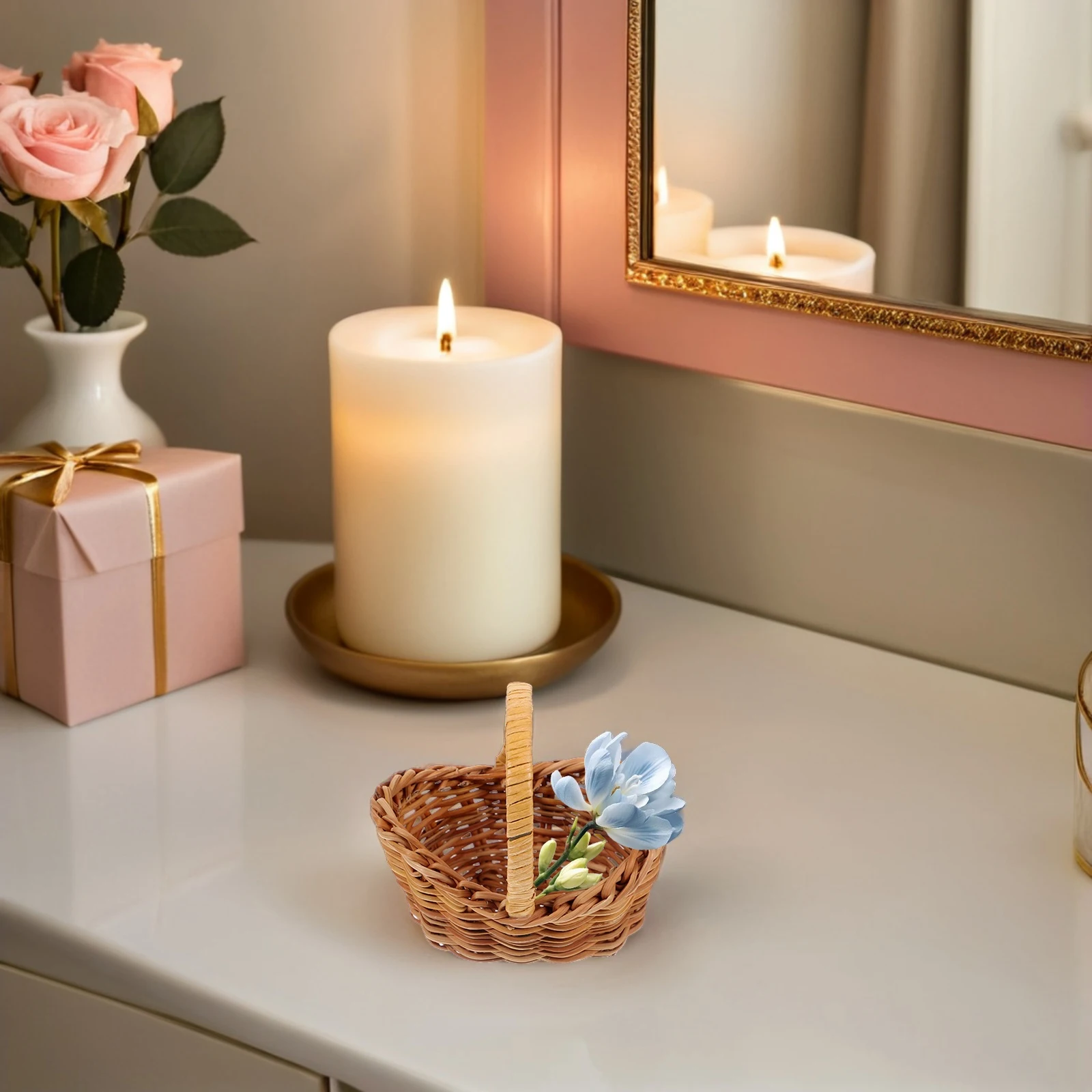 

Tiny Basket Miniature Woven Storage Basket Set for Rattan Flower Picnic Wedding Party Decor Handmade Fairy Garden Gift