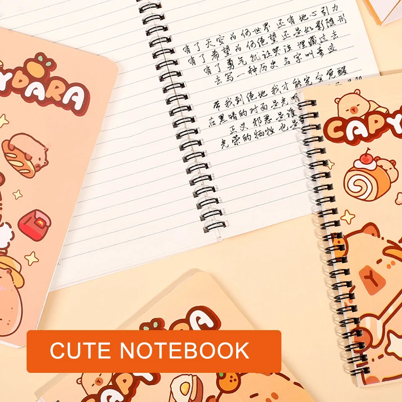 1/4個入り カピバラ A5 スパイラルノート かわいいプランナー デイリーノート コイルノート 小型メモ帳 カワイイ 新学期ギフト パーティーギフト