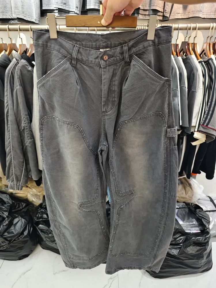 

Y2k Vintage Distressed Cargo Pants Loose Fit High Quality Workwear Tactical Curved Hem Casual Trousers