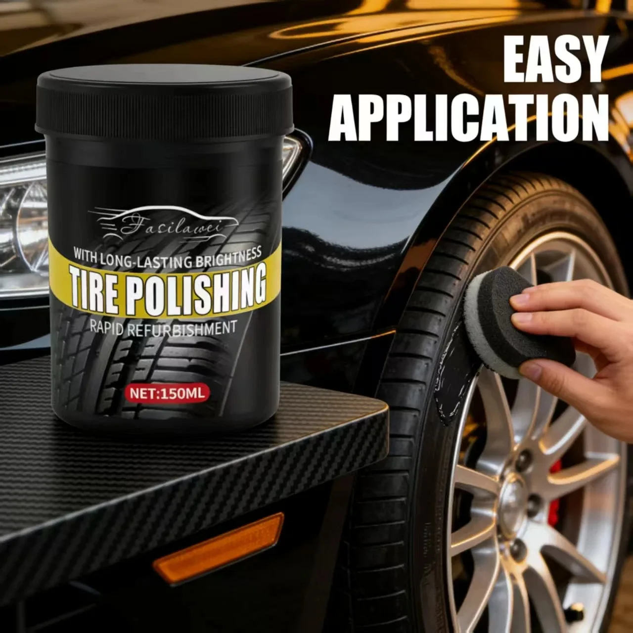 Fasilawei 150ML Tire Polishing Paste For BNM - Long-Lasting Brightness Tire Refurbishment Agent, Rapid Auto Tire Shine & Care Ma