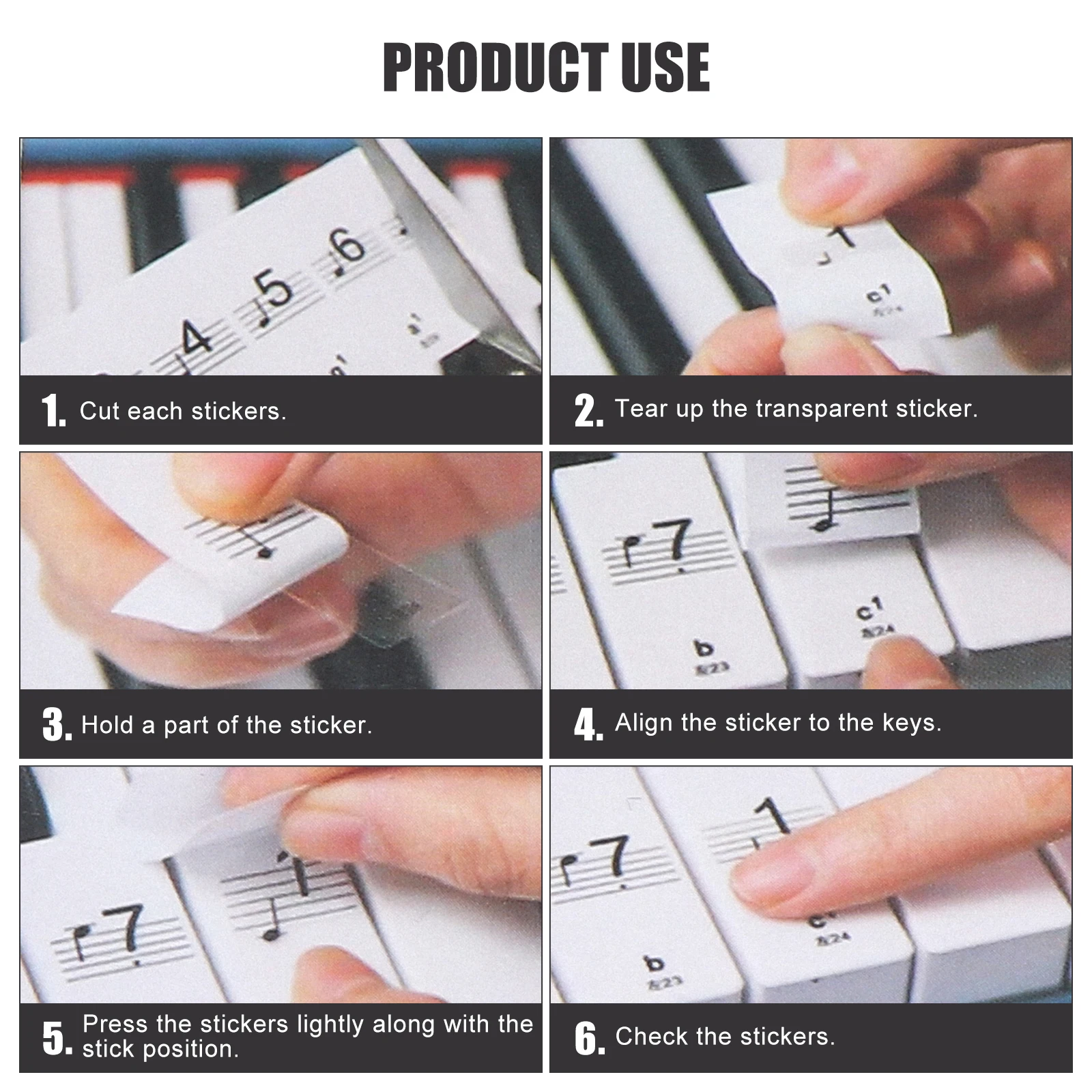 

1Pc Introductory Piano Sticker Material Quick Skill Easy Installation Black White