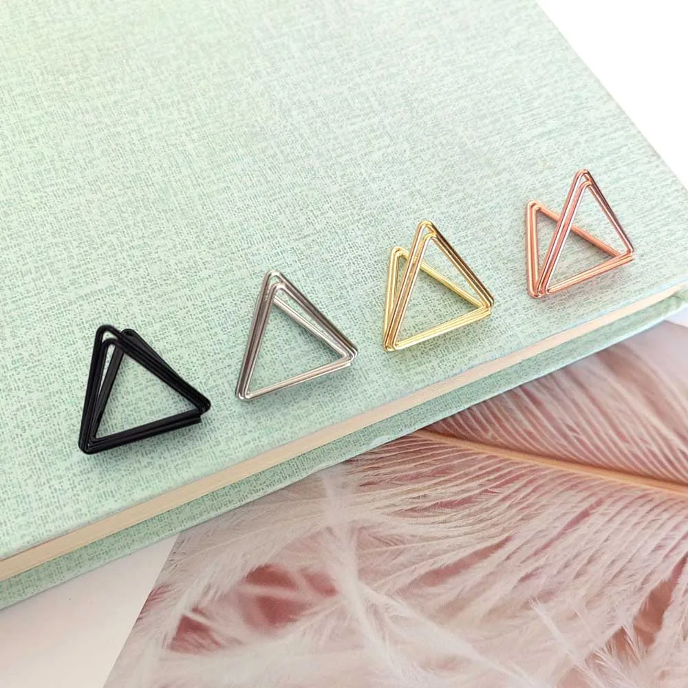 10pcs 24mm Triangle Originality Metal Photo Office Clips Memo Paper  Clothespin Stationery Christmas Wedding Party Craft Decor