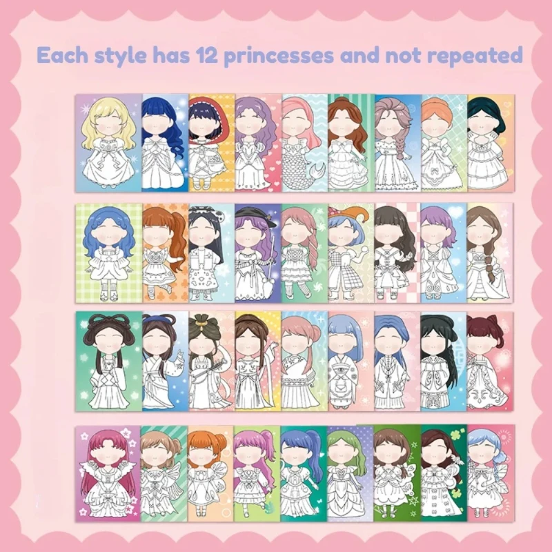 Nuevo juguete Montessori de princesa para niñas, pegatina de vestir, libro para colorear con grafiti, juguete de dibujo para niños, juguete educativo de pintura DIY