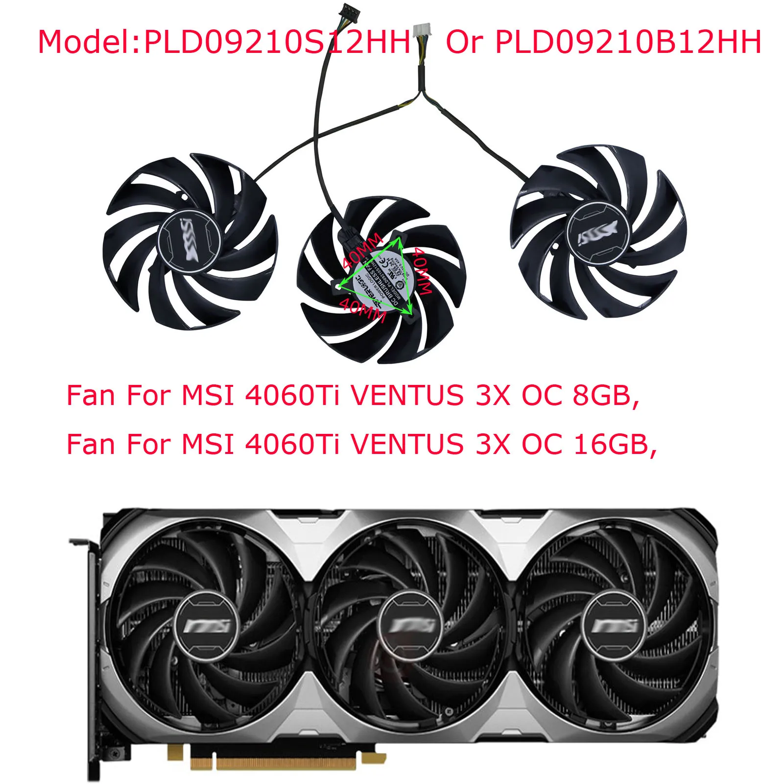 PLD10020B12H,PLD09210S/B12HH,GPU Fan Cooler,For MSI 4060 4070 4080 4080S 4090 5050 5060 5070 Ti 5080 5090 5090D,Triple Fan