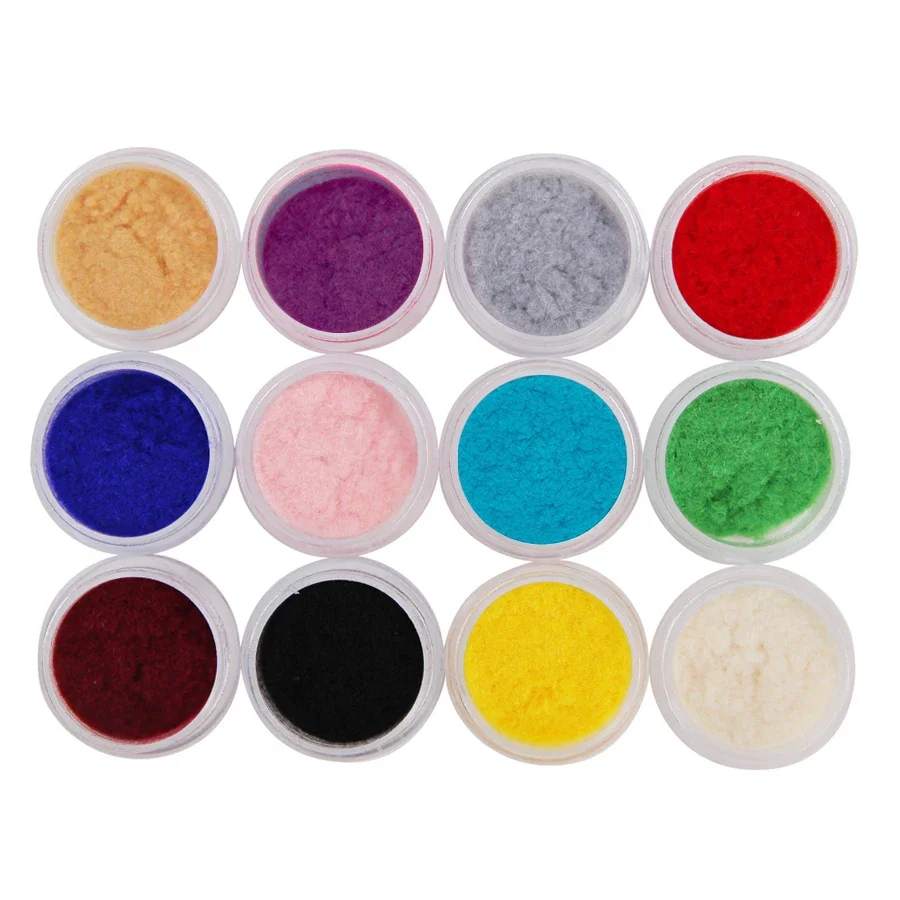 12-Farben-Nagelkunst, Samtpigment, Beflockungspulver für kreative Nagelspitzen, DIY-Dekoration, Winternägel
