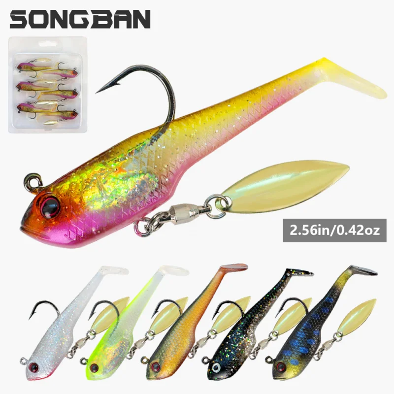 

Набор мягких приманок Lure Soft Bait6: включает в себя мягкие приманки-рыбки с крючками и шумовыми элементами, искусственные приманки в форме рыбы.