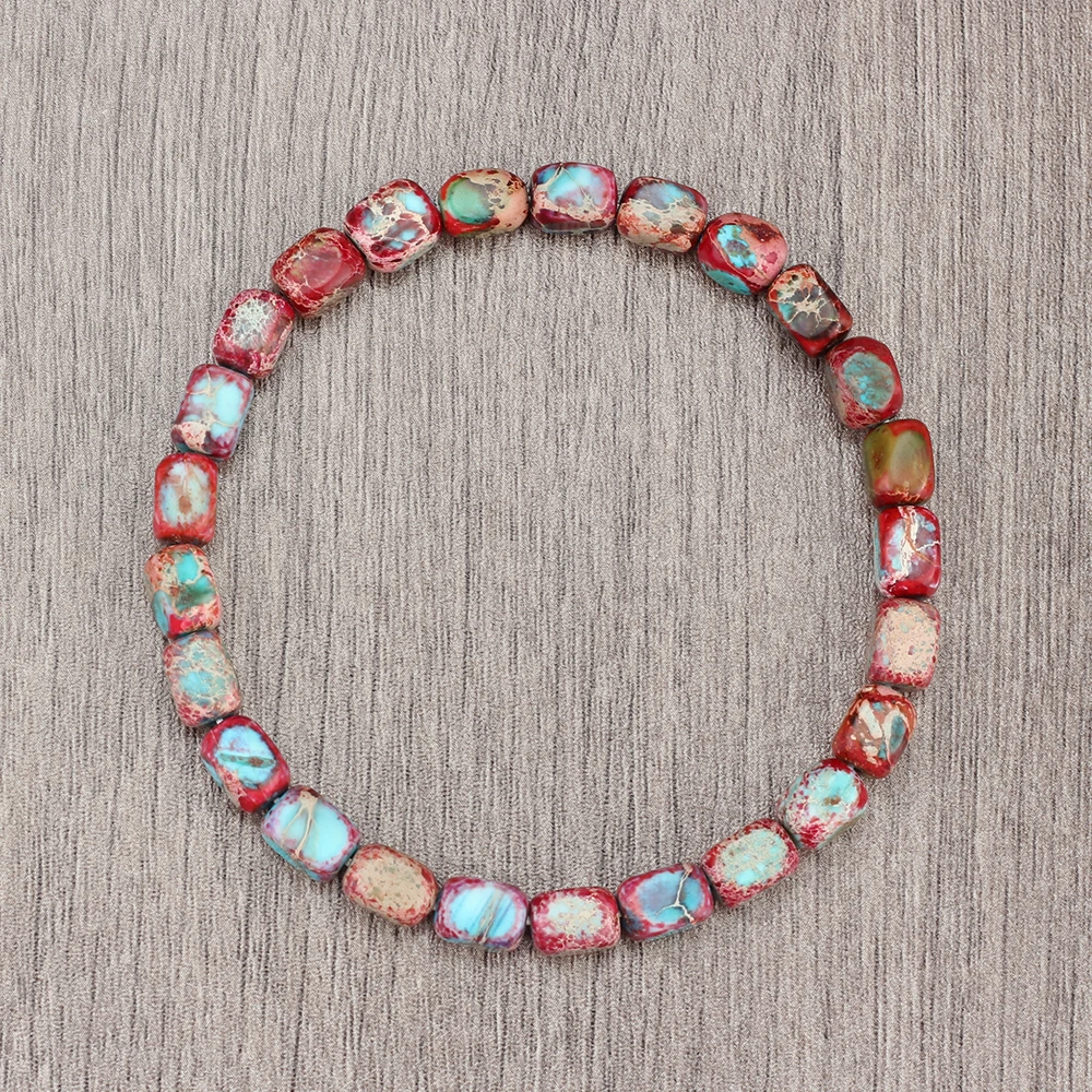 Vintage Elastic Bead Bracelet Square Emperor Stone Bangle Women Men Chakra Healing Couple Bracelet Natural Pulsera Chain Jewelry